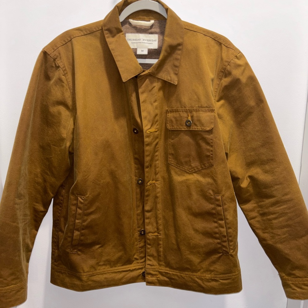 Thursday Boot Company Waxed Cotton Flannel-lined trucker jacket